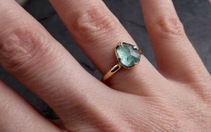 fancy cut green tourmaline yellow gold ring gemstone solitaire recycled 14k statement 1915 Alternative Engagement