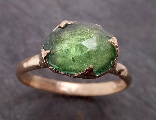 fancy cut green tourmaline yellow gold ring gemstone solitaire recycled 14k statement engagement ring 1912 Alternative Engagement