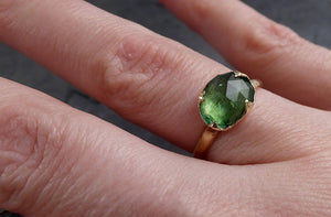 fancy cut green tourmaline yellow gold ring gemstone solitaire recycled 14k statement engagement ring 1912 Alternative Engagement