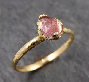 Fancy cut pink Tourmaline Gold Ring Gemstone Solitaire recycled 18k yellow statement cocktail statement 1519 - by Angeline