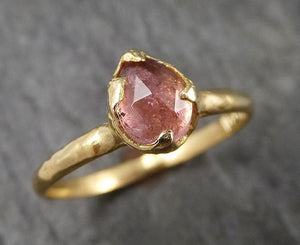 Fancy cut pink Tourmaline Gold Ring Gemstone Solitaire recycled 18k yellow statement cocktail statement 1519 - by Angeline