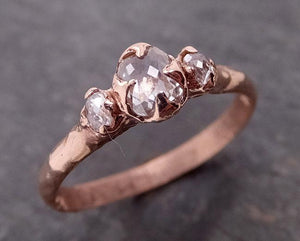 Fancy cut white Diamond Engagement 14k Rose Gold Multi stone Wedding Ring byAngeline 1919