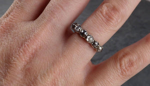 Fancy cut white and salt and pepper diamond Wedding Band 14k White Gold Diamond Wedding Ring byAngeline 1921