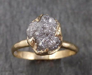 Raw Diamond Engagement Ring Rough Uncut Diamond Solitaire Recycled 14k yellow gold Conflict Free Diamond Wedding Promise 1537 - by Angeline