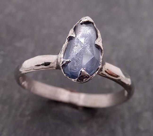 Fancy cut Blue Sapphire 14k White gold Solitaire Ring Gold Gemstone Engagement Ring 1930