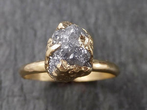 Raw Diamond Engagement Ring Rough Uncut Diamond Solitaire Recycled 14k yellow gold Conflict Free Diamond Wedding Promise 1536 - by Angeline