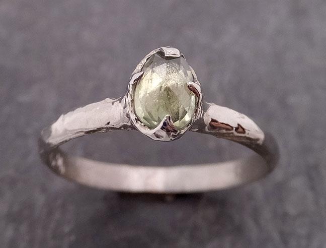 fancy cut lime green sapphire 14k white gold solitaire ring gold gemstone engagement ring 1931 Alternative Engagement