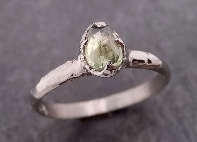 fancy cut lime green sapphire 14k white gold solitaire ring gold gemstone engagement ring 1931 Alternative Engagement