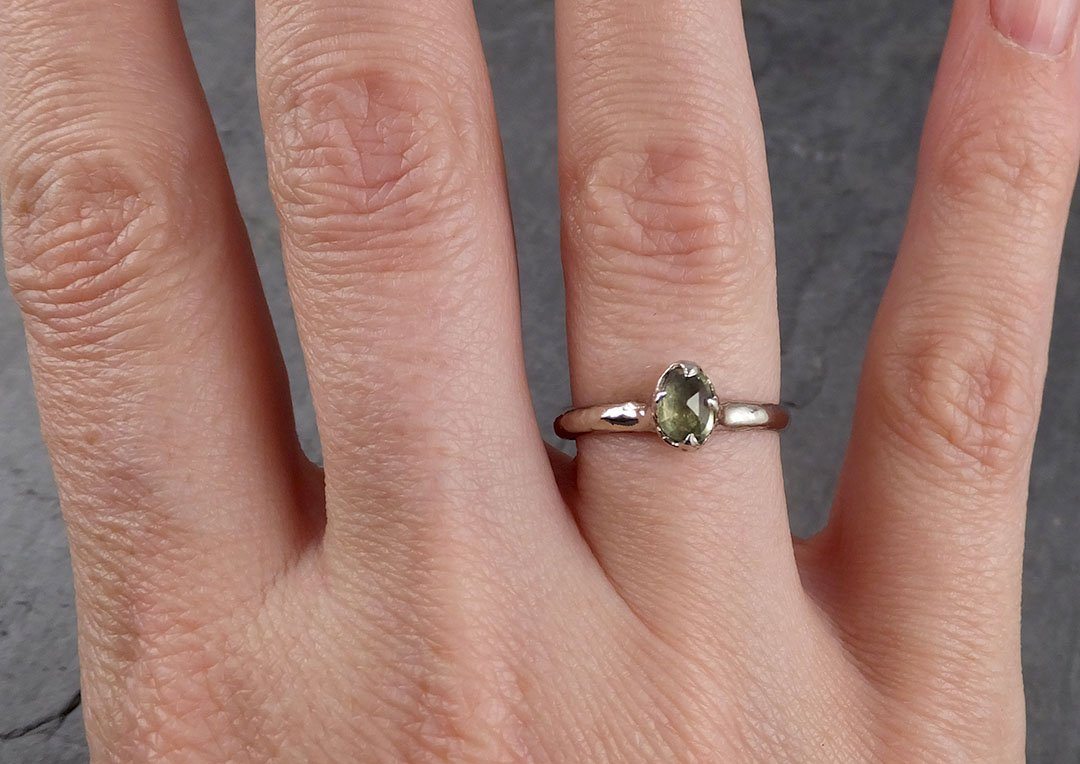 fancy cut lime green sapphire 14k white gold solitaire ring gold gemstone engagement ring 1931 Alternative Engagement