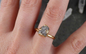 Raw Diamond Engagement Ring Rough Uncut Diamond Solitaire Recycled 14k yellow gold Conflict Free Diamond Wedding Promise 1536 - by Angeline