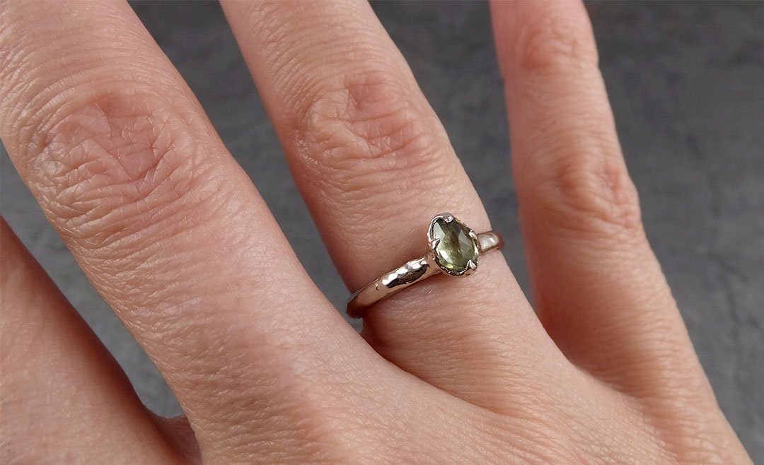 fancy cut lime green sapphire 14k white gold solitaire ring gold gemstone engagement ring 1931 Alternative Engagement