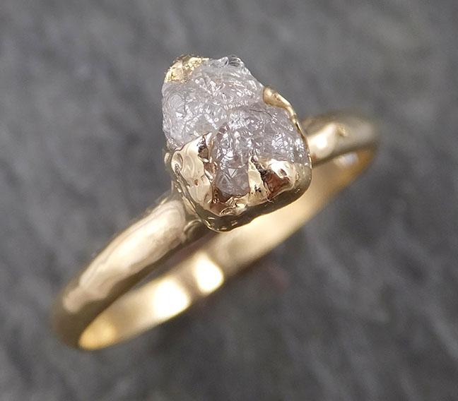 Raw Diamond Engagement Ring Rough Uncut Diamond Solitaire Recycled 14k yellow gold Conflict Free Diamond Wedding Promise 1534 - by Angeline