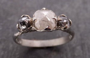 fancy cut salt and pepper diamond multi stone engagement 14k white gold wedding ring diamond ring byangeline 1924 Alternative Engagement