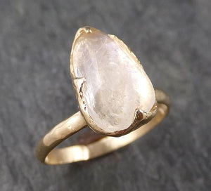 Fancy cut Moonstone Yellow Gold Ring Gemstone Solitaire recycled 14k statement cocktail statement 1530 - by Angeline