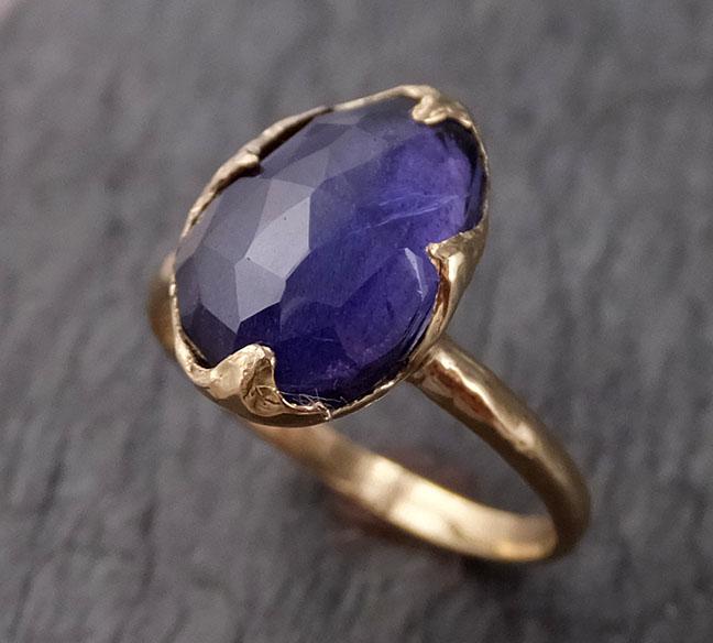 Fancy cut Iolite Yellow Gold Ring Gemstone Solitaire recycled 14k stat ...