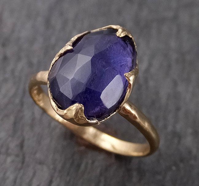 Fancy cut Iolite Yellow Gold Ring Gemstone Solitaire recycled 14k stat ...