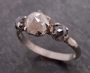 fancy cut salt and pepper diamond multi stone engagement 14k white gold wedding ring diamond ring byangeline 1925 Alternative Engagement