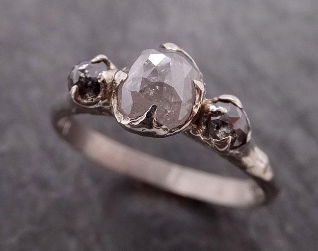 Fancy cut salt and pepper Diamond Multi stone Engagement 14k White Gold Wedding Ring Diamond Ring byAngeline 1926