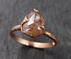 Fancy cut Coral Solitaire Diamond Engagement 14k Rose Gold Wedding Ring byAngeline 1539 - by Angeline