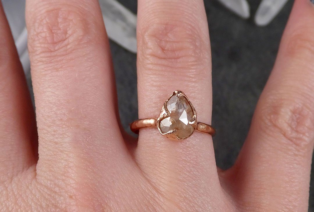 Fancy cut Coral Solitaire Diamond Engagement 14k Rose Gold Wedding Ring byAngeline 1539 - by Angeline