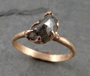 Faceted Fancy cut Salt and pepper Half Moon Diamond Engagement 14k Rose Gold Solitaire Wedding Ring byAngeline 1938