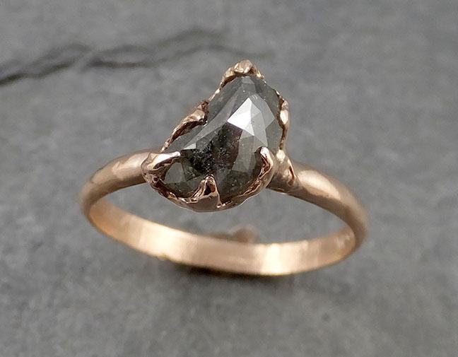 Faceted Fancy cut Salt and pepper Half Moon Diamond Engagement 14k Rose Gold Solitaire Wedding Ring byAngeline 1938