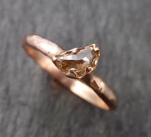 Faceted Fancy cut white Half Moon Diamond Engagement 14k Rose Gold Solitaire Wedding Ring byAngeline 1540 - by Angeline