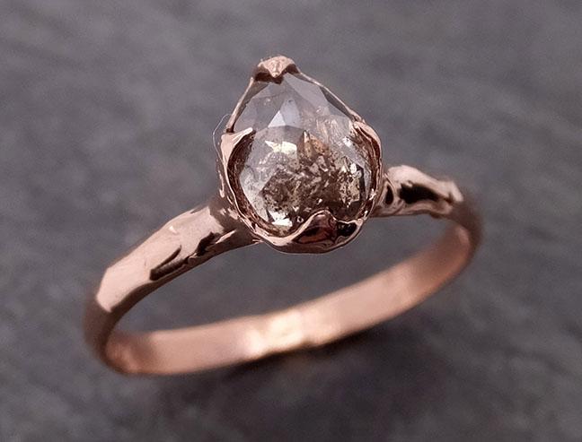 faceted fancy cut salt and pepper diamond solitaire engagement 14k rose gold wedding ring byangeline 1937 Alternative Engagement