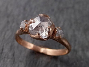 Fancy cut white Diamond Engagement 14k Rose Gold Multi stone Wedding Ring Stacking Rough Diamond Ring byAngeline 1538 - by Angeline