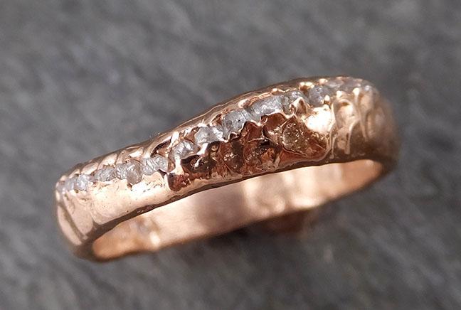 Raw Rough Diamond Wedding Band Multi stone conflict free diamonds Recycled Gold 14k 18k C1525 - by Angeline