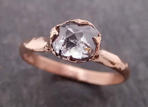 Faceted Fancy cut salt and pepper Diamond Solitaire Engagement 14k Rose Gold Wedding Ring byAngeline 1936