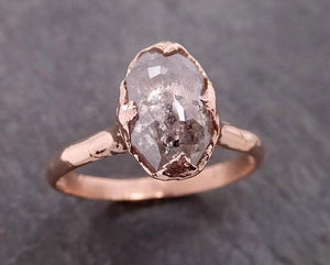 faceted fancy cut salt and pepper diamond solitaire engagement 14k rose gold wedding ring byangeline 1940 Alternative Engagement