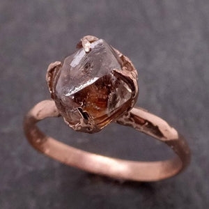 Natural Rough uncut octahedral coral Diamond Solitaire Engagement 14k Rose Gold Wedding Ring byAngeline 1946