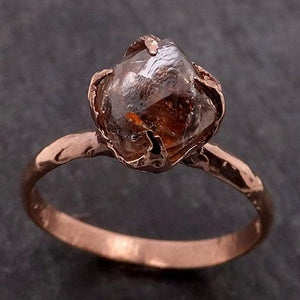 Natural Rough uncut octahedral coral Diamond Solitaire Engagement 14k Rose Gold Wedding Ring byAngeline 1946