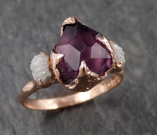 alternative engagement ring partially faceted purple spinel 14k rose gold multi stone ring gold gemstone 1541 Alternative Engagement