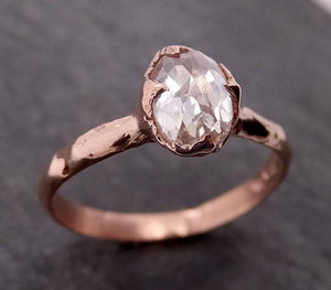 Faceted Fancy cut white Diamond Solitaire Engagement 14k Rose Gold Wedding Ring byAngeline 1941