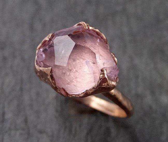 Partially faceted Morganite 14k Rose gold solitaire Pink Gemstone Cocktail Ring Statement Ring gemstone Jewelry byAngeline 1546 - by Angeline