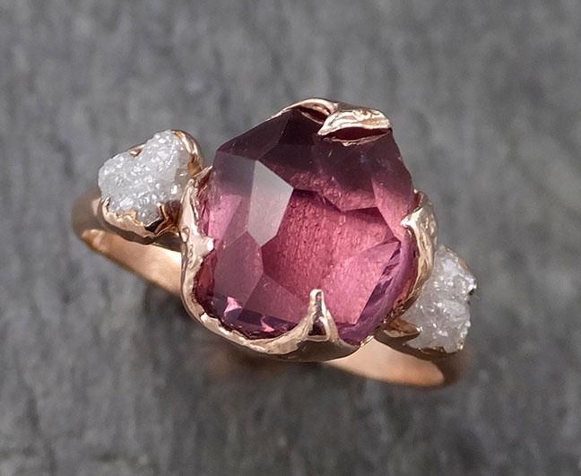 alternative engagement ring partially faceted purple spinel 14k rose gold multi stone ring gold gemstone 1542 Alternative Engagement