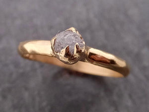 dainty raw rough uncut conflict free diamond solitaire 14k gold wedding ring by angeline 1948 Alternative Engagement