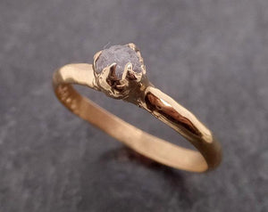 dainty raw rough uncut conflict free diamond solitaire 14k gold wedding ring by angeline 1948 Alternative Engagement