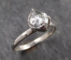 Rough Diamond Engagement Ring Raw 14k White Gold Ring Wedding Diamond Solitaire Rough Diamond Ring byAngeline 1553 - by Angeline