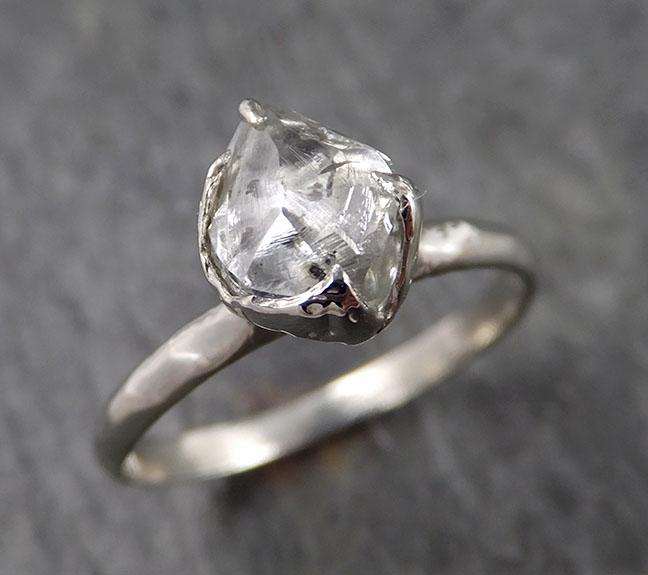Rough Diamond Engagement Ring Raw 14k White Gold Ring Wedding Diamond Solitaire Rough Diamond Ring byAngeline 1553 - by Angeline