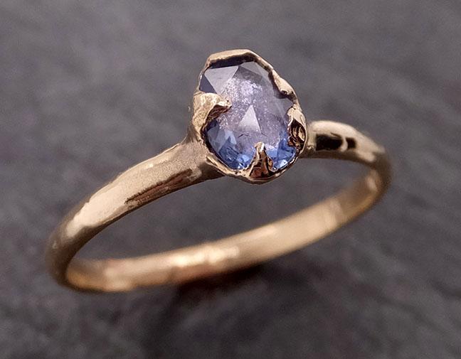 fancy cut blue sapphire 14k gold solitaire ring gold gemstone engagement ring 1950 Alternative Engagement
