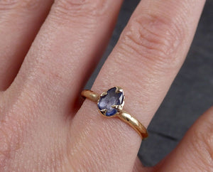 Fancy cut Blue Sapphire 14k gold Solitaire Ring Gold Gemstone Engagement Ring 1952