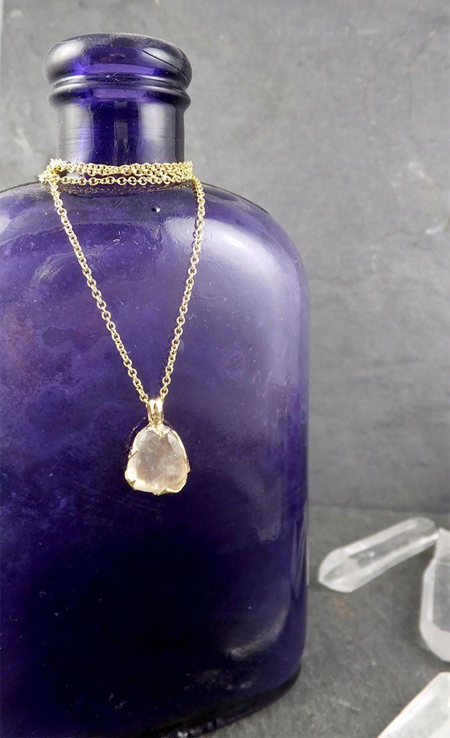 Fancy cut Moonstone 14k gold Pendant Gemstone Necklace gemstone Jewelry byAngeline 1558 - by Angeline