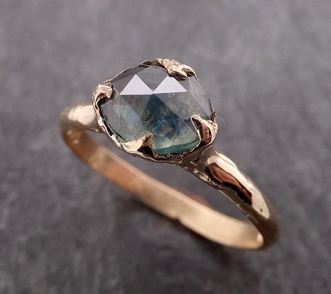 fancy cut montana green sapphire 14k yellow gold solitaire ring gold gemstone engagement ring 1956 Alternative Engagement