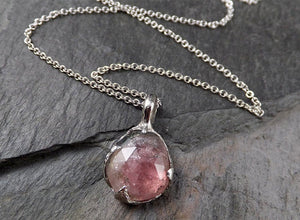 Fancy cut pink Tourmaline 14k White gold Pendant Gemstone Necklace gemstone Jewelry byAngeline 1562 - by Angeline