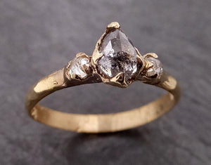 fancy cut salt and pepper diamond engagement 18k yellow gold multi stone wedding ring stacking rough diamond ring byangeline 1961 Alternative Engagement