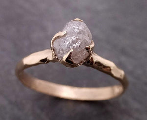 raw diamond engagement ring rough uncut diamond solitaire recycled 14k yellow gold conflict free diamond wedding promise 1964 Alternative Engagement