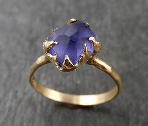 Partially Faceted Sapphire Solitaire 14k yellow Gold Engagement Ring W – by  Angeline